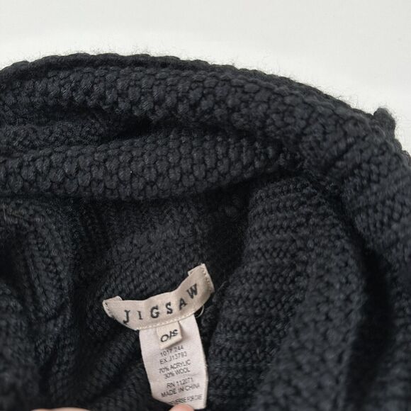 Jigsaw Turtleneck Cowl Thick Sleeveless Sweater Black Wool Blend Womens Sz OS - Picture 8 of 10